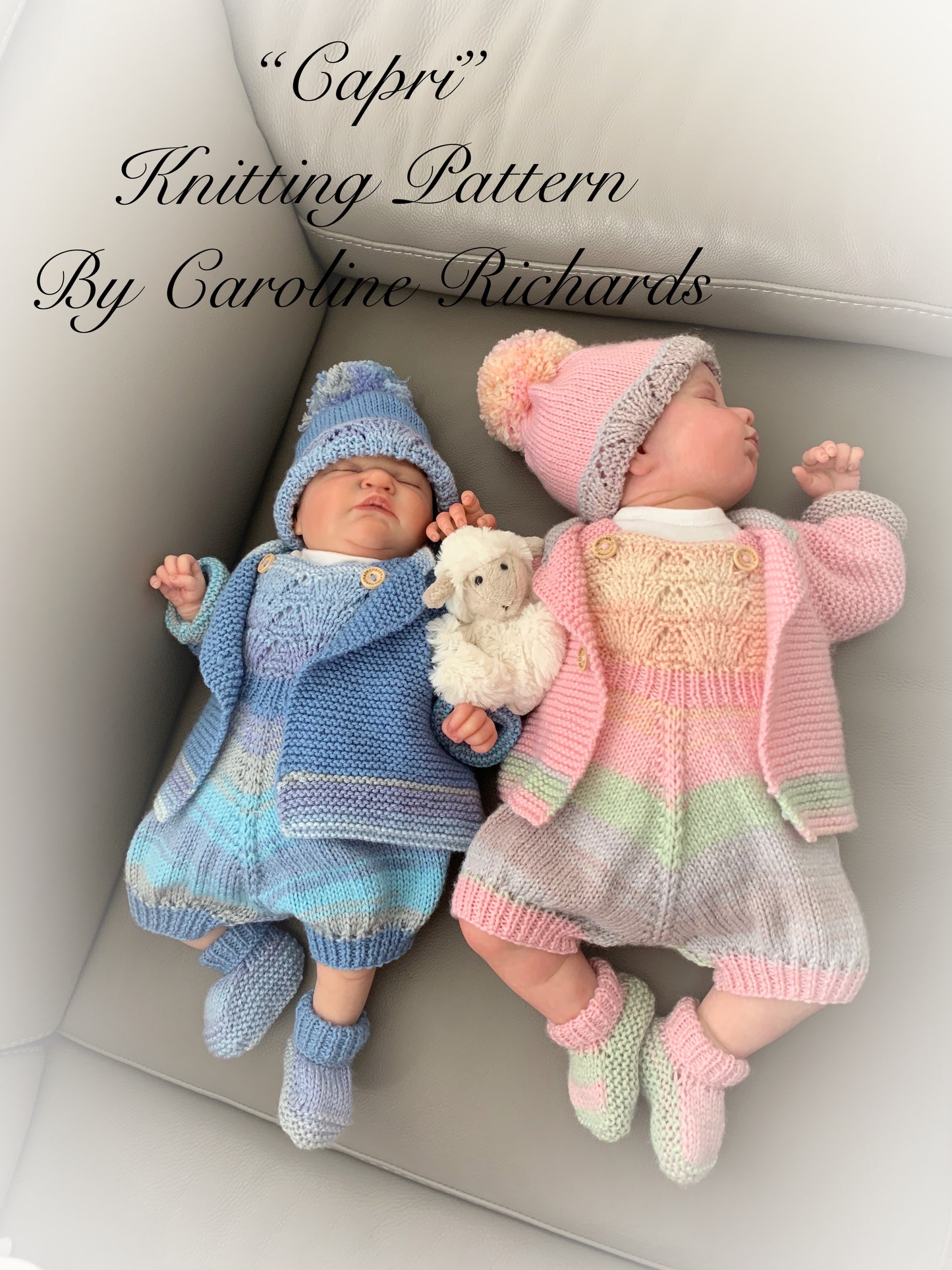 "Capri ” 4 Piece Set Knitting pattern for Reborn doll 16-22” or 0-3 Mth Old Baby
