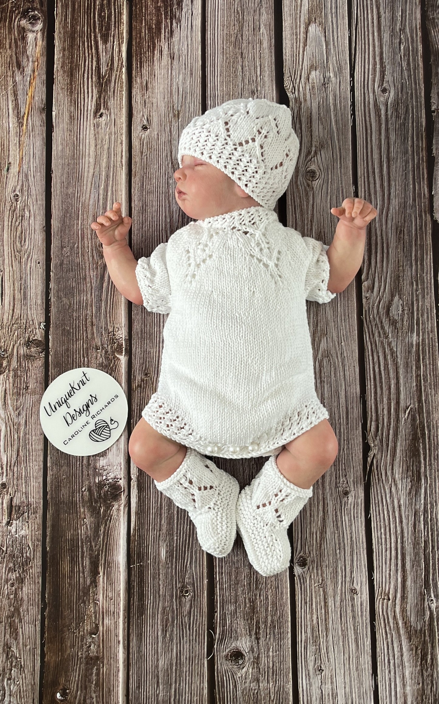 "Cherub" Romper knitting pattern for reborn doll 16-22" or 0-3 Month old baby