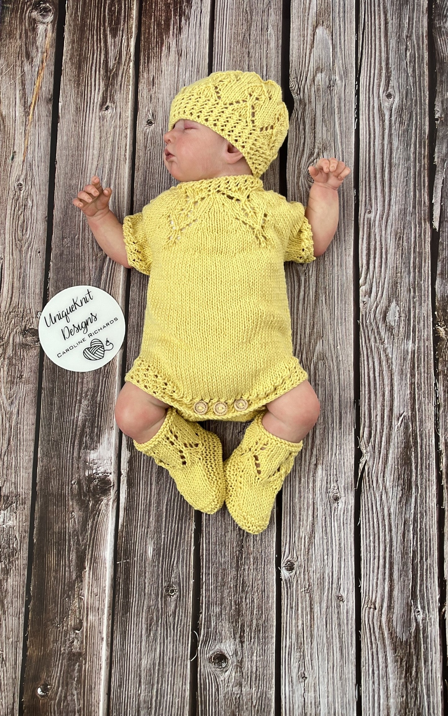 "Cherub" Romper knitting pattern for reborn doll 16-22" or 0-3 Month old baby