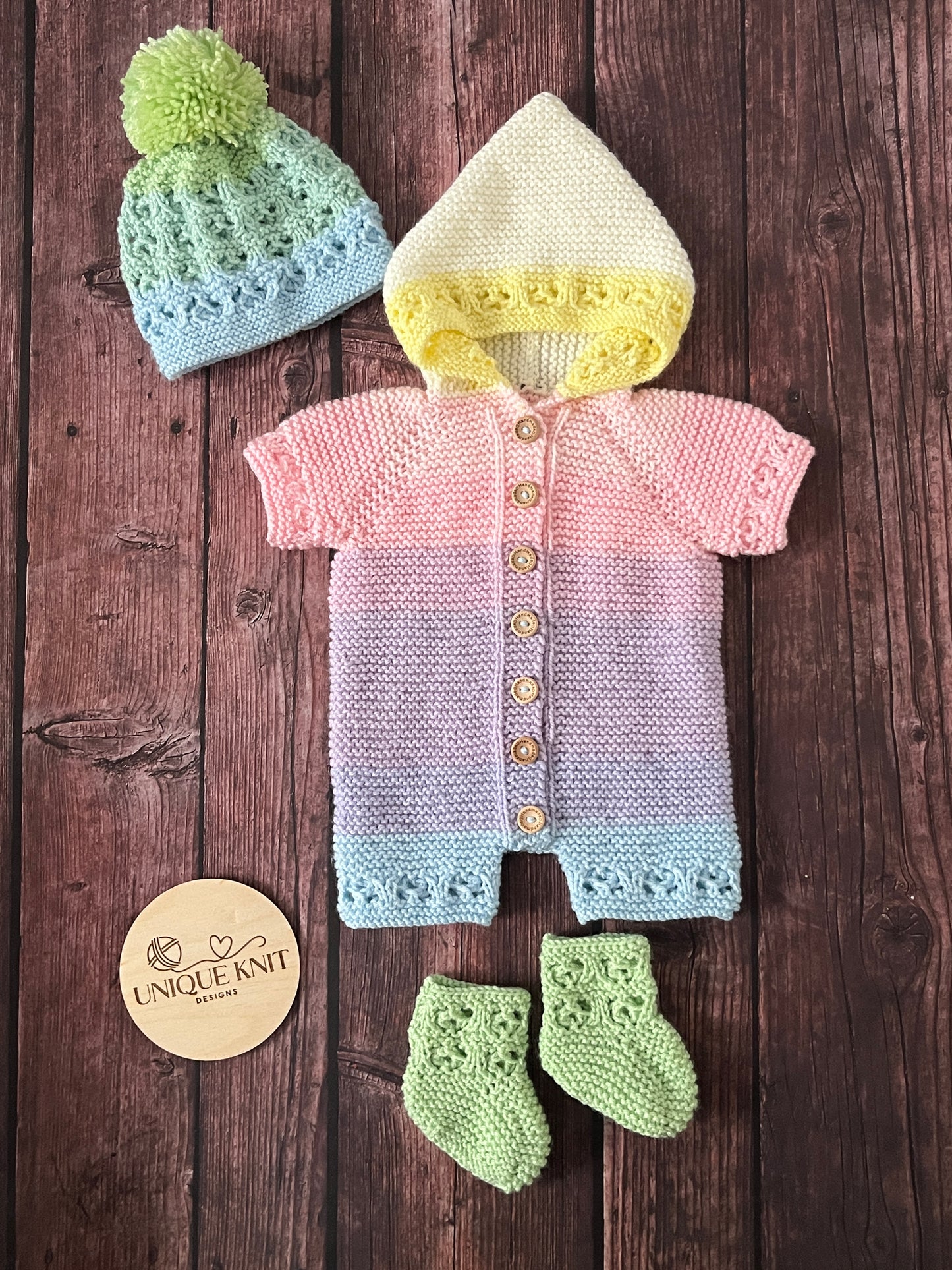 "Rainbow” Multi Piece set knitting pattern for reborn doll 16-22" or 0-3 month old baby