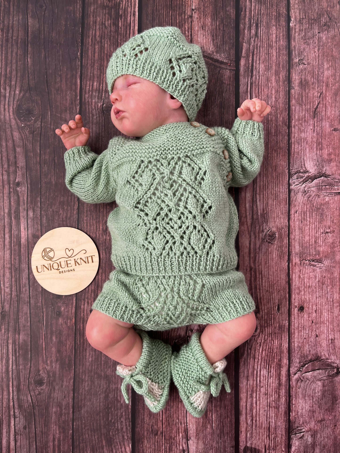 "Jordan” 4 Piece Knitting pattern set for Reborn doll 16 -22” or 0-3 Month Old Baby