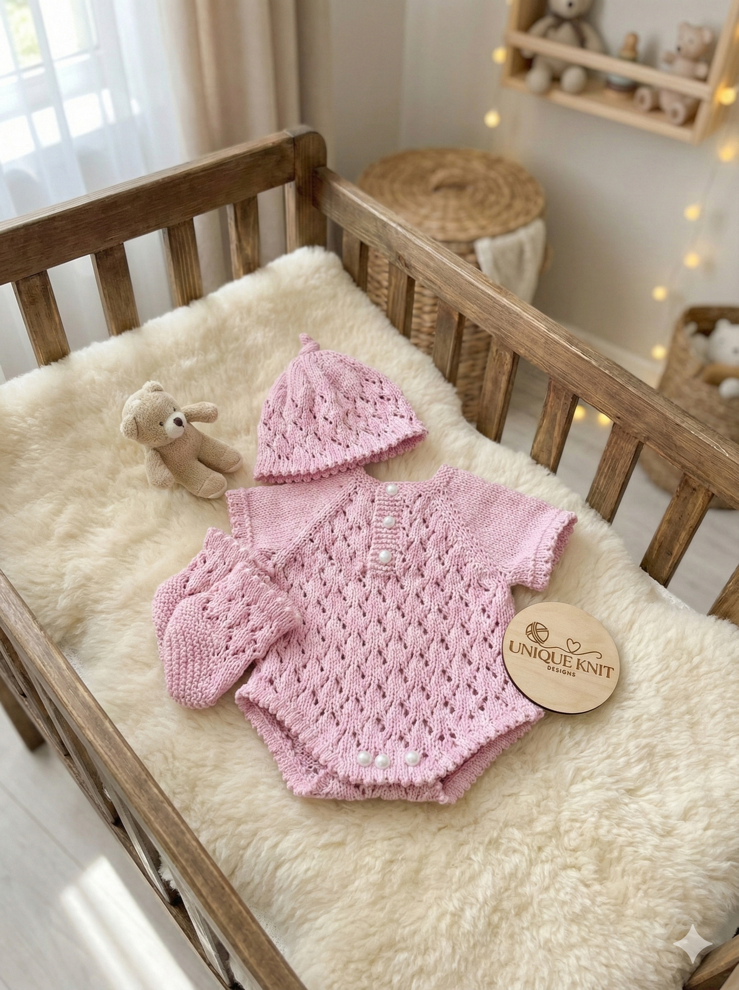 "Diamond” Romper Knitting pattern for Reborn doll 16 -22” or 0-3 Mth Old Baby