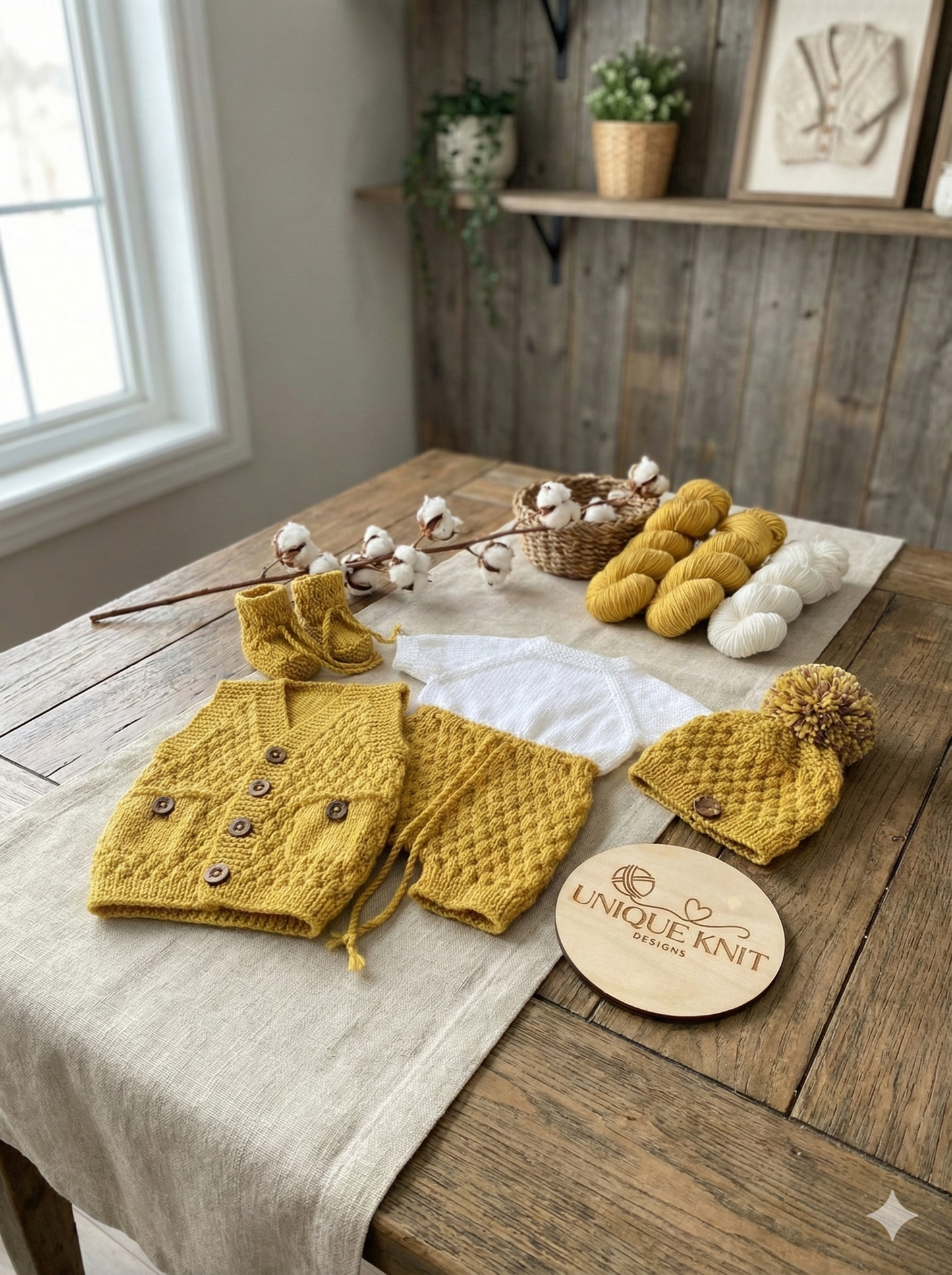 "Mustard” 4 Piece Set Knitting pattern for Reborn doll 16-22” or 0-3 Mth Old Baby