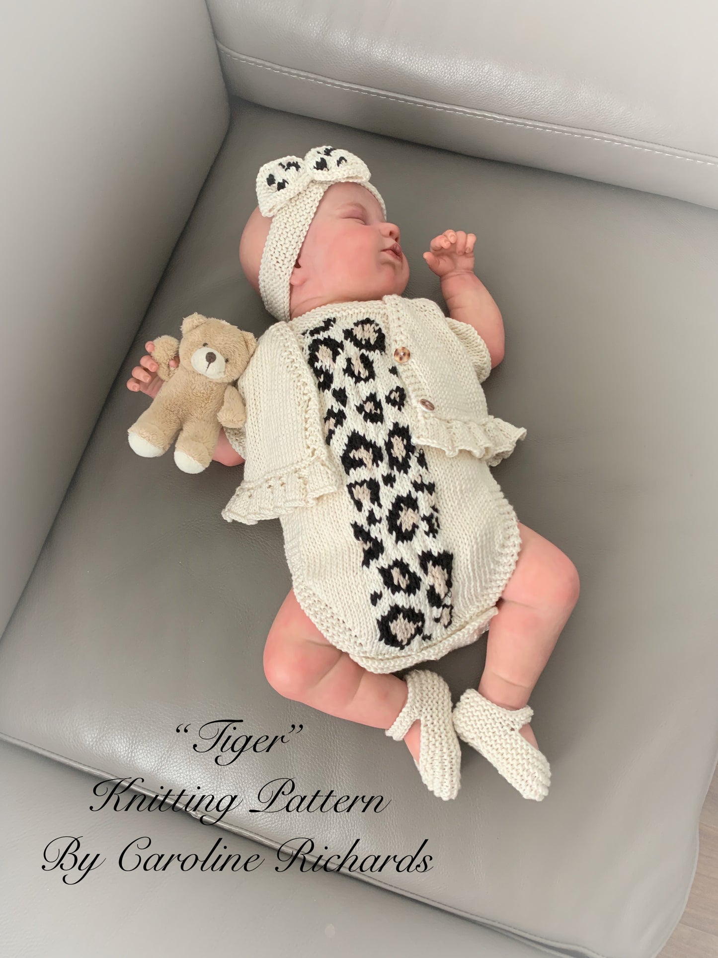 "Tiger” 4 Piece Knitting pattern set for Reborn doll 16 -22” or 0-3 Month Old Baby
