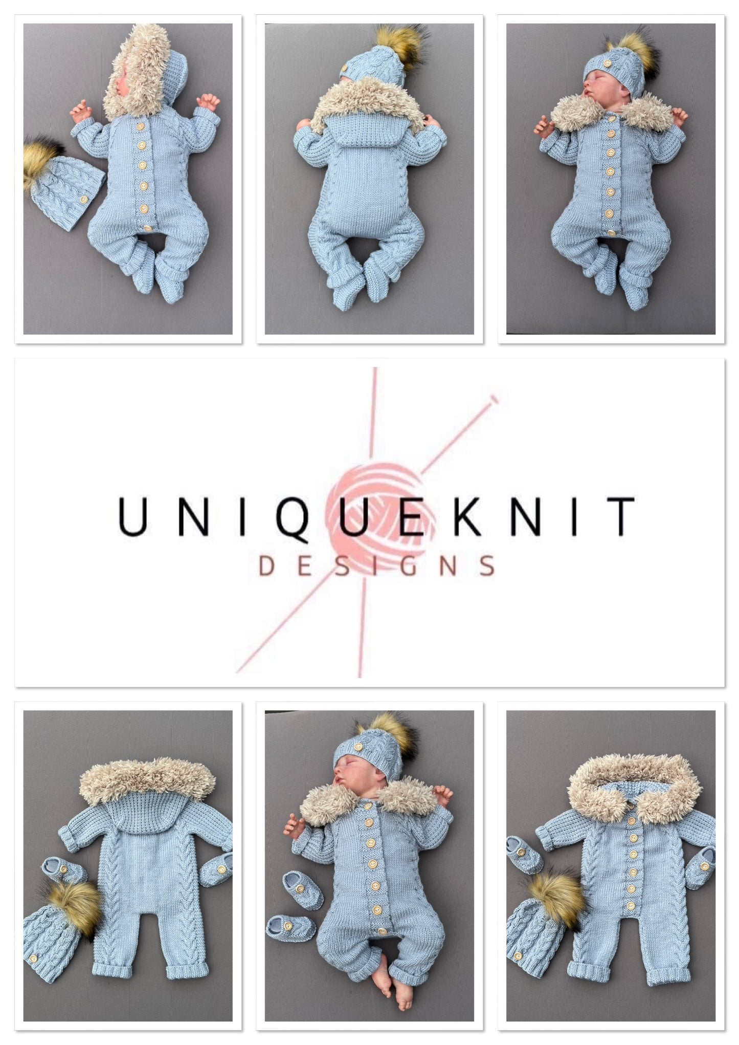 "Alaska” 3 piece Knitting pattern set for Reborn doll 16 -24” or 0-6 Month Old Baby