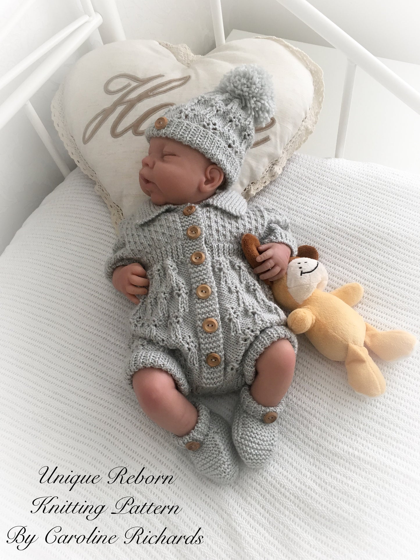 "Bluebell ” Romper Knitting pattern for Reborn doll 16 -22” or 0-3 Mth Old Baby