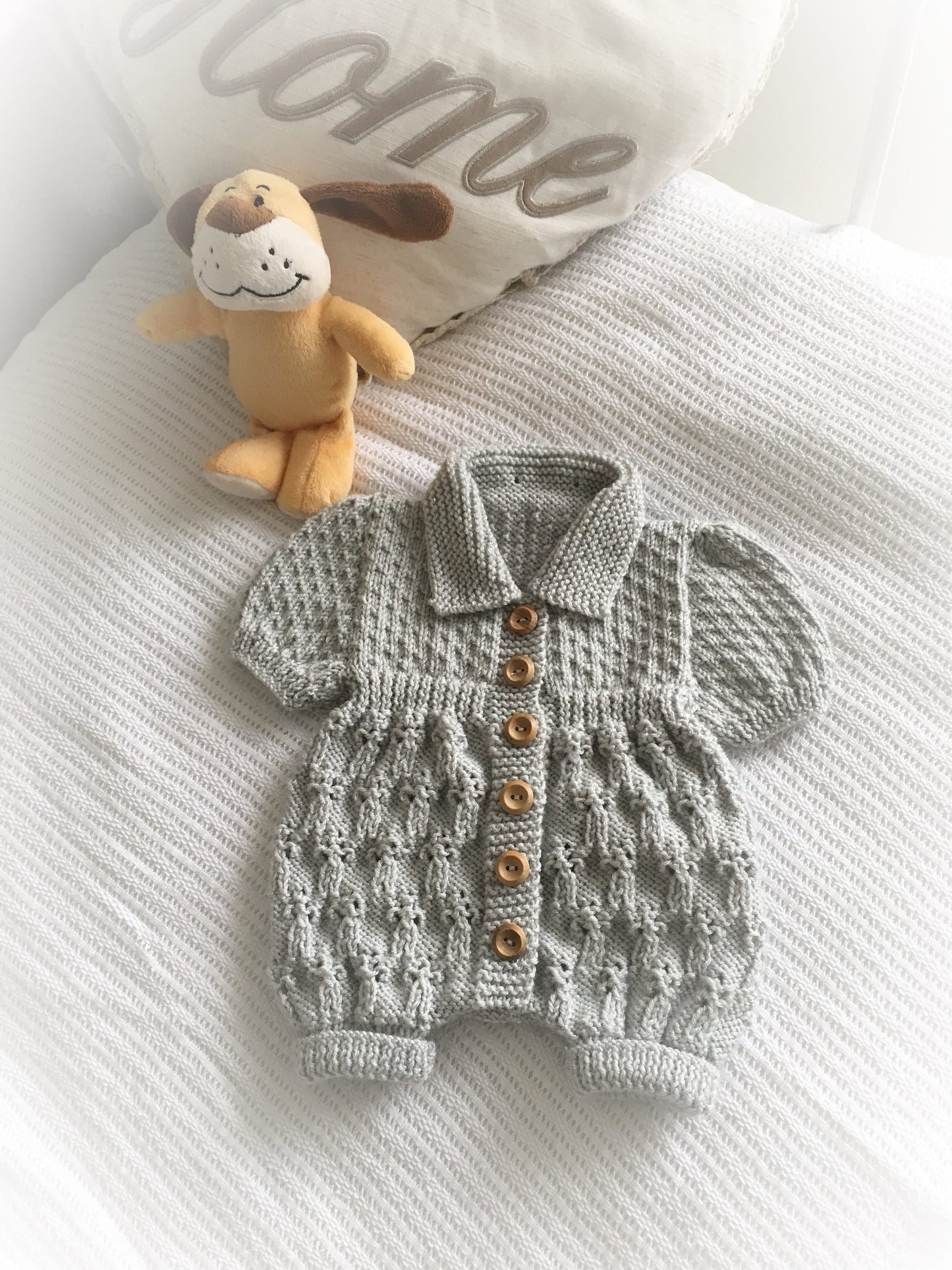 "Bluebell ” Romper Knitting pattern for Reborn doll 16 -22” or 0-3 Mth Old Baby