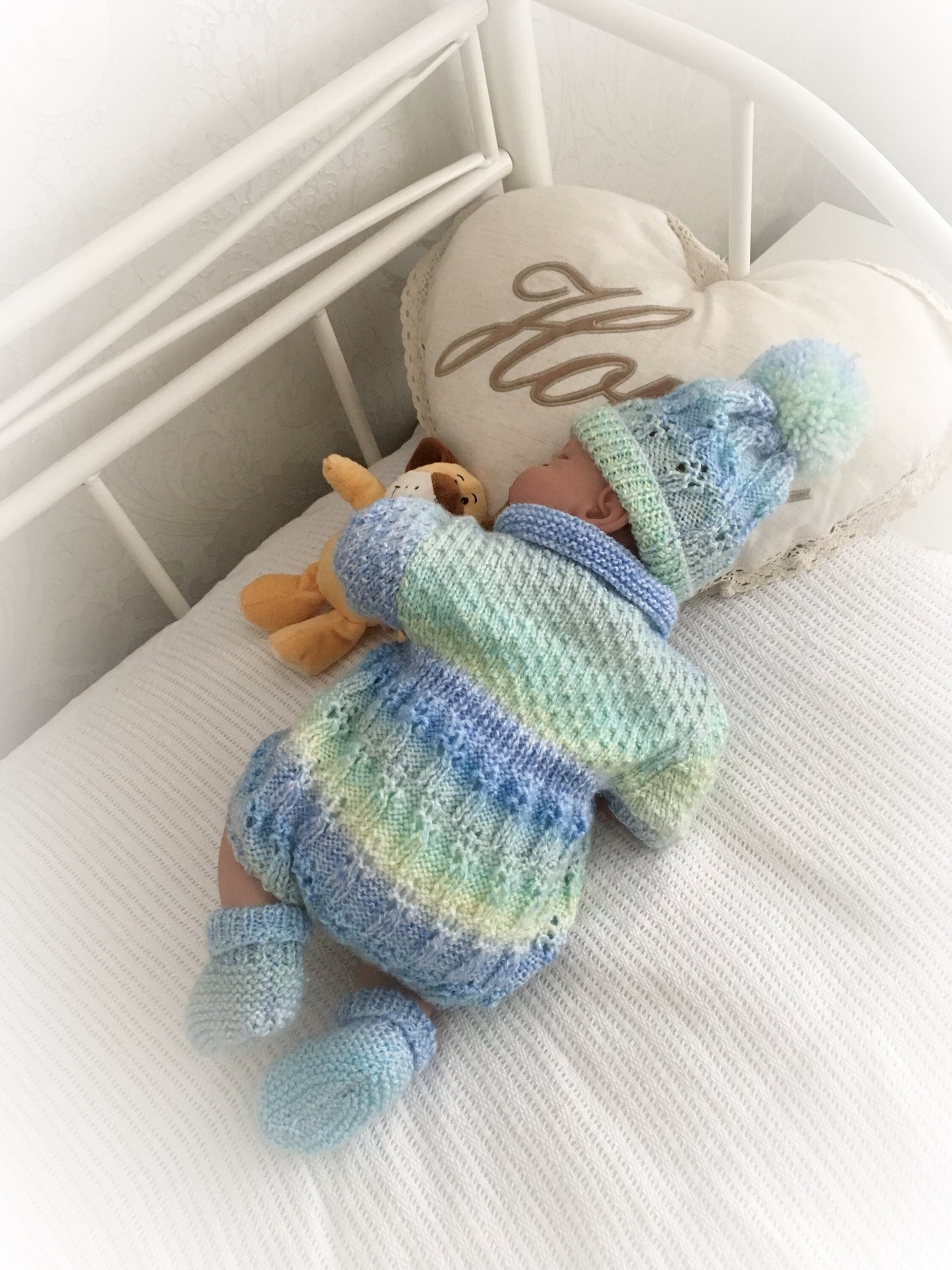 "Bluebell ” Romper Knitting pattern for Reborn doll 16 -22” or 0-3 Mth Old Baby