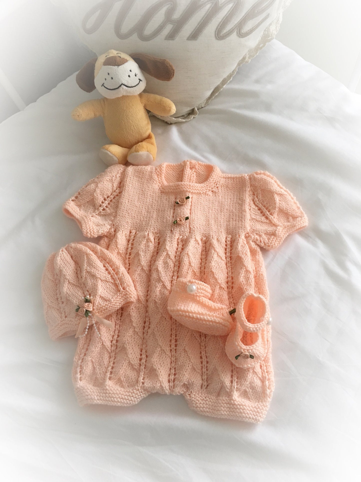 "Roses ” Romper Knitting pattern for Reborn doll 16 -22” or 0-3 Mth Old Baby