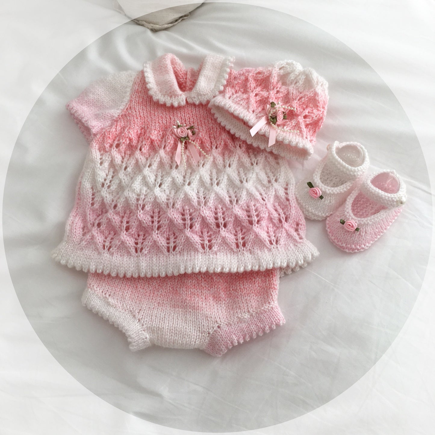 "Carnation ” Angel Set Knitting pattern for Reborn doll 16 -22” or 0-3 Mth Old Baby