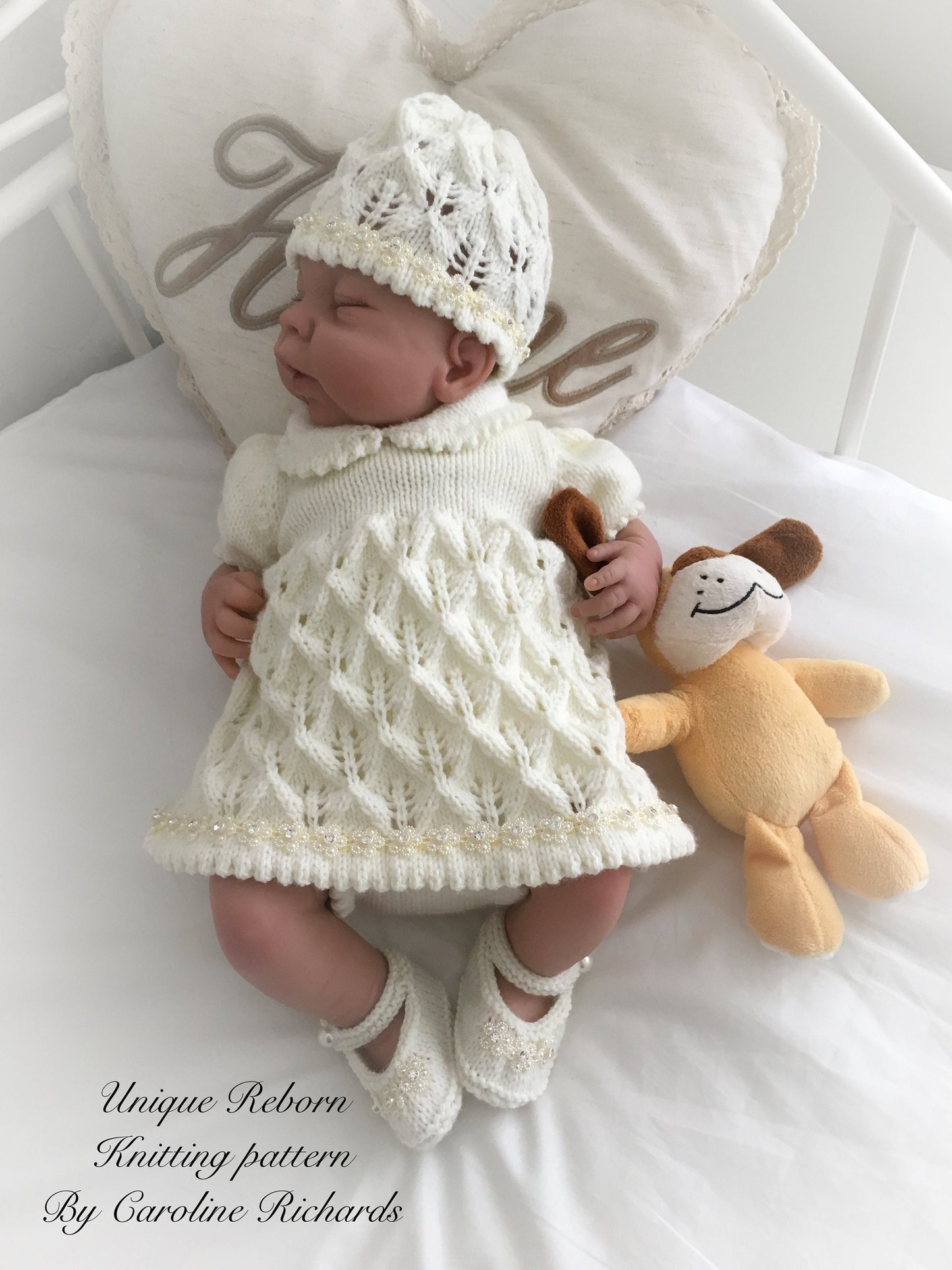 "Carnation ” Angel Set Knitting pattern for Reborn doll 16 -22” or 0-3 Mth Old Baby