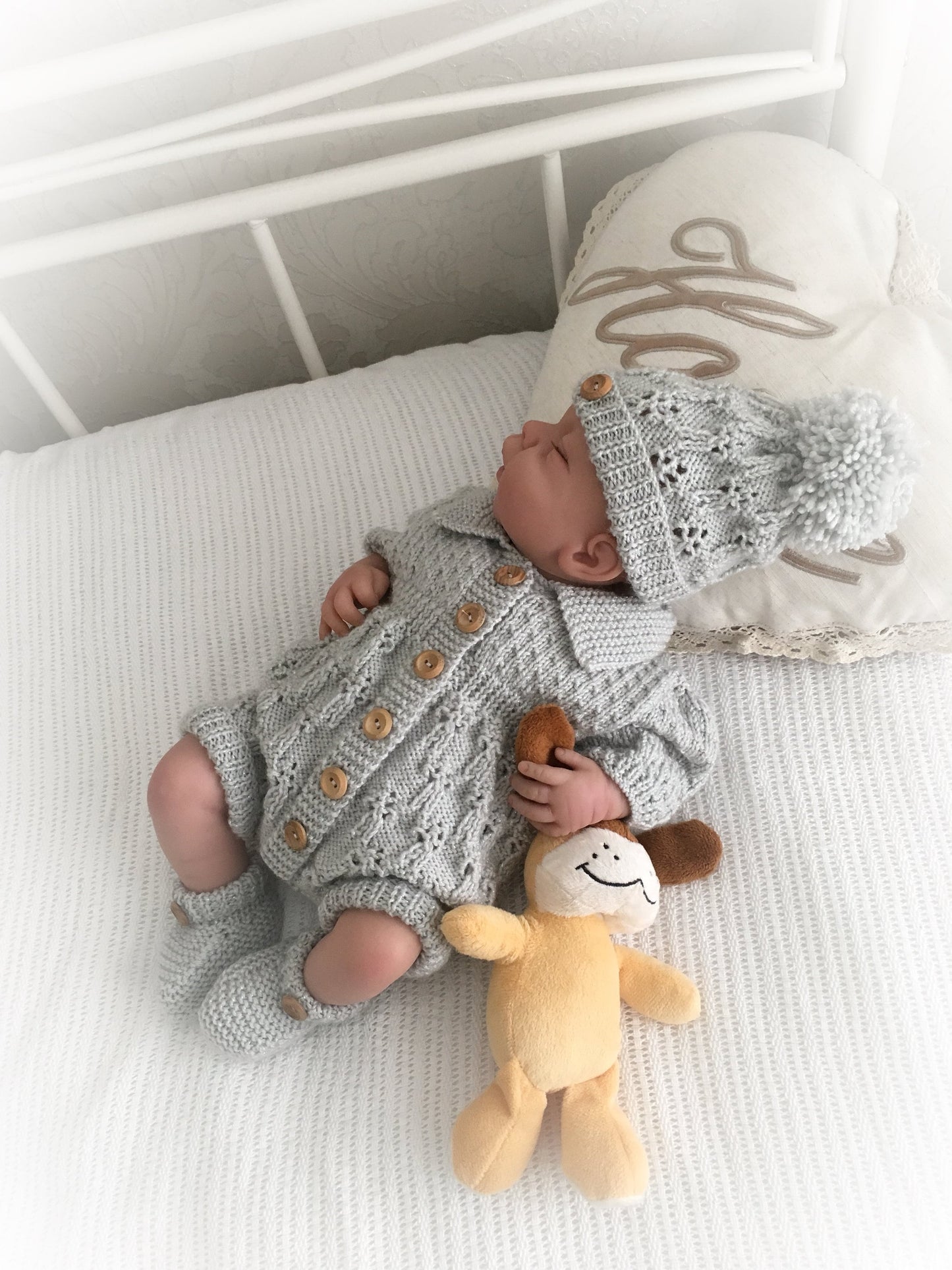 "Bluebell ” Romper Knitting pattern for Reborn doll 16 -22” or 0-3 Mth Old Baby