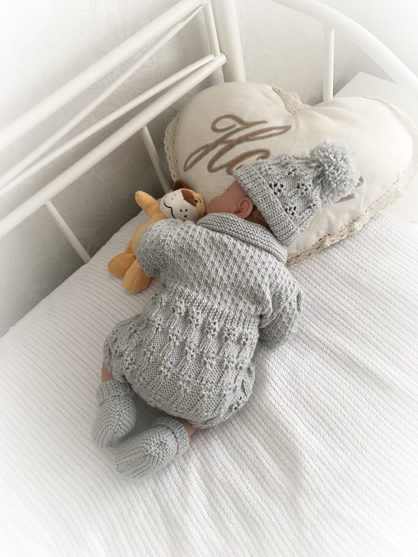 "Bluebell ” Romper Knitting pattern for Reborn doll 16 -22” or 0-3 Mth Old Baby