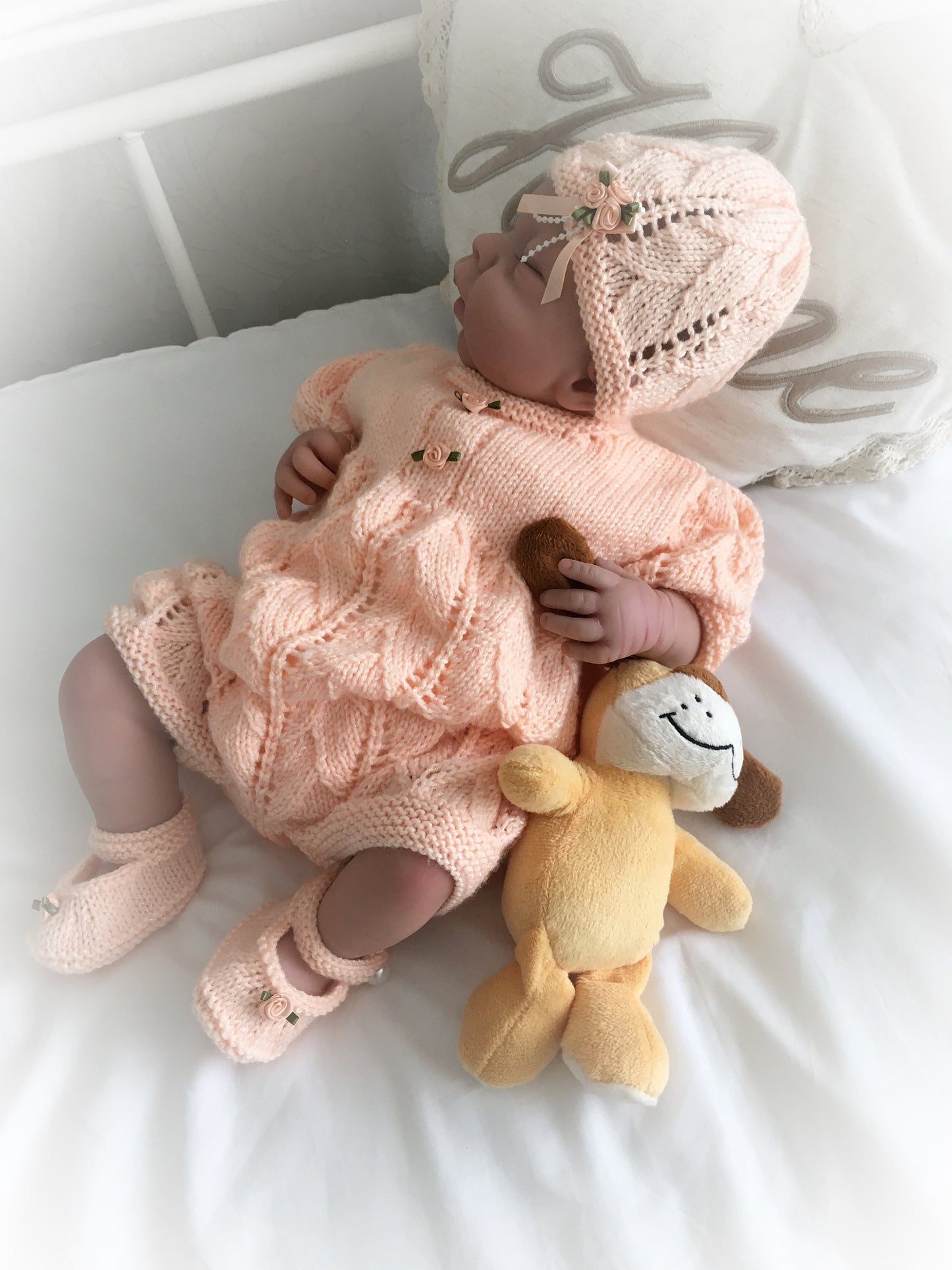"Roses ” Romper Knitting pattern for Reborn doll 16 -22” or 0-3 Mth Old Baby