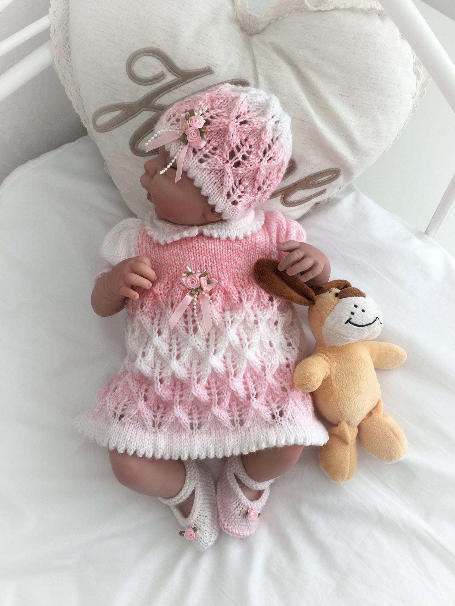 "Carnation ” Angel Set Knitting pattern for Reborn doll 16 -22” or 0-3 Mth Old Baby