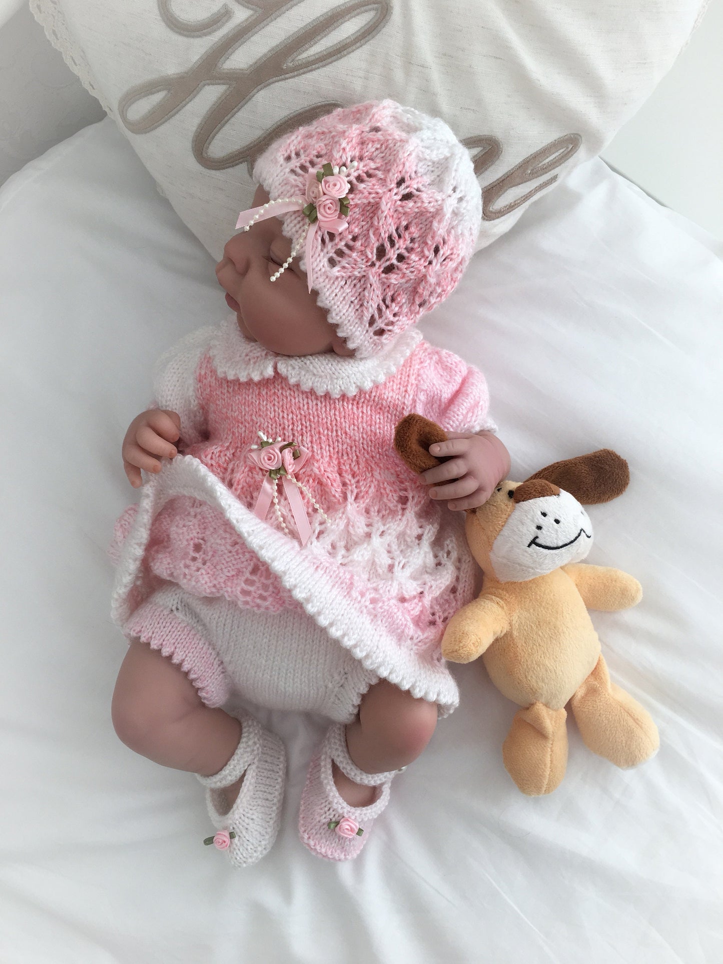 "Carnation ” Angel Set Knitting pattern for Reborn doll 16 -22” or 0-3 Mth Old Baby