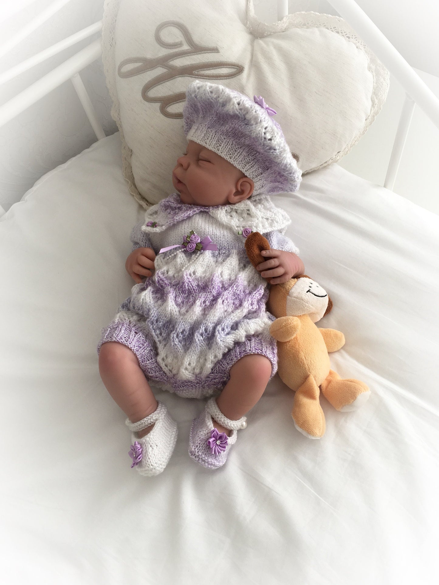 "Lillies ” Romper Knitting pattern for Reborn doll 16 -22” or 0-3 Mth Old Baby