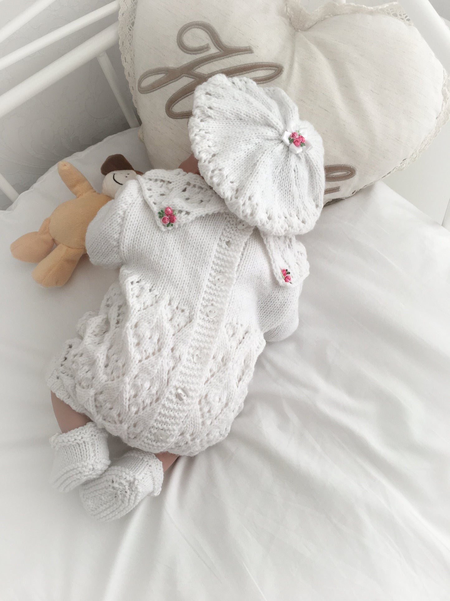"Lillies ” Romper Knitting pattern for Reborn doll 16 -22” or 0-3 Mth Old Baby