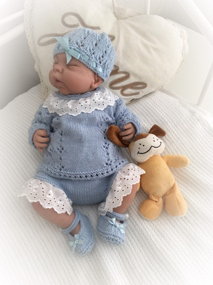 "Dahlia ” Angel Set Knitting pattern for Reborn doll 16 -22” or 0-3 Mth Old Baby