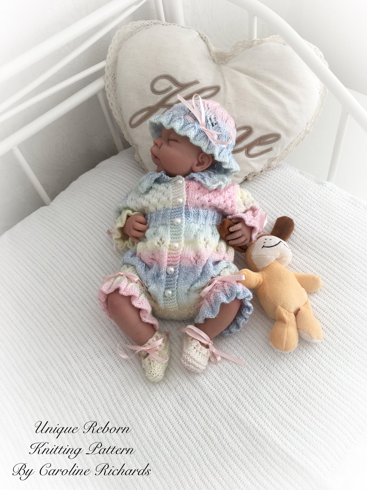 "Blossom ” Romper Knitting pattern for Reborn doll 16 -22” or 0-3 Mth Old Baby