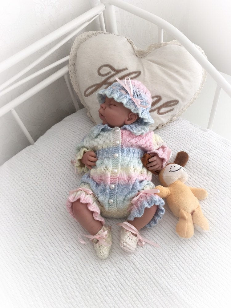 "Blossom ” Romper Knitting pattern for Reborn doll 16 -22” or 0-3 Mth Old Baby