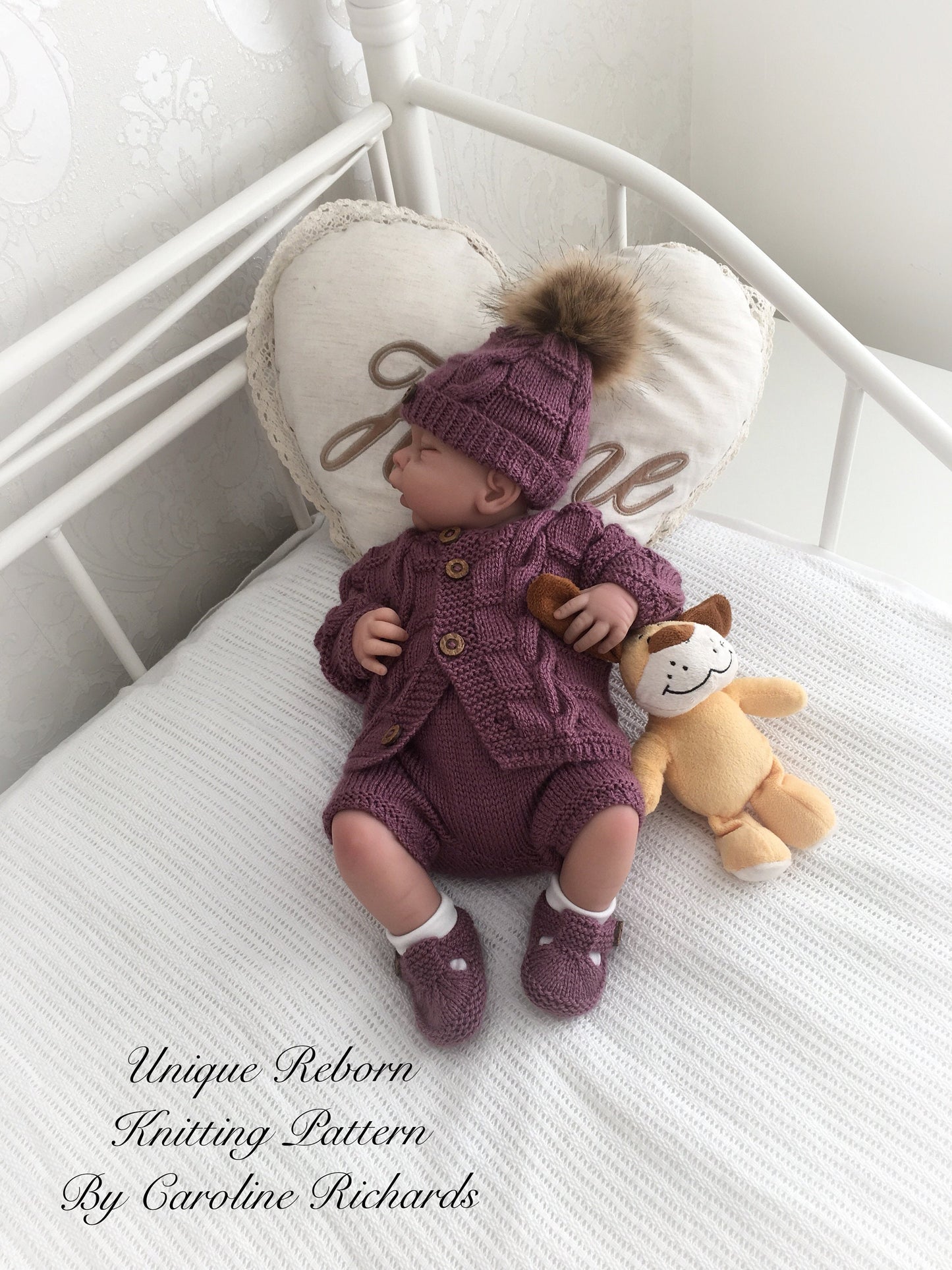 "Poppy ” 4 Piece Set Knitting pattern for Reborn doll 16 -22” or 0-3 Mth Old Baby
