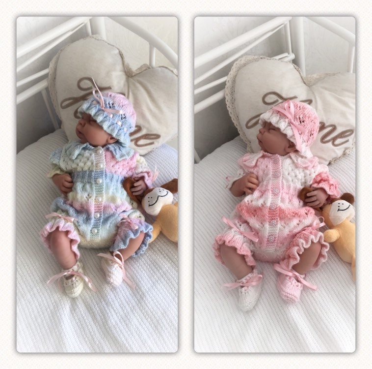 "Blossom ” Romper Knitting pattern for Reborn doll 16 -22” or 0-3 Mth Old Baby