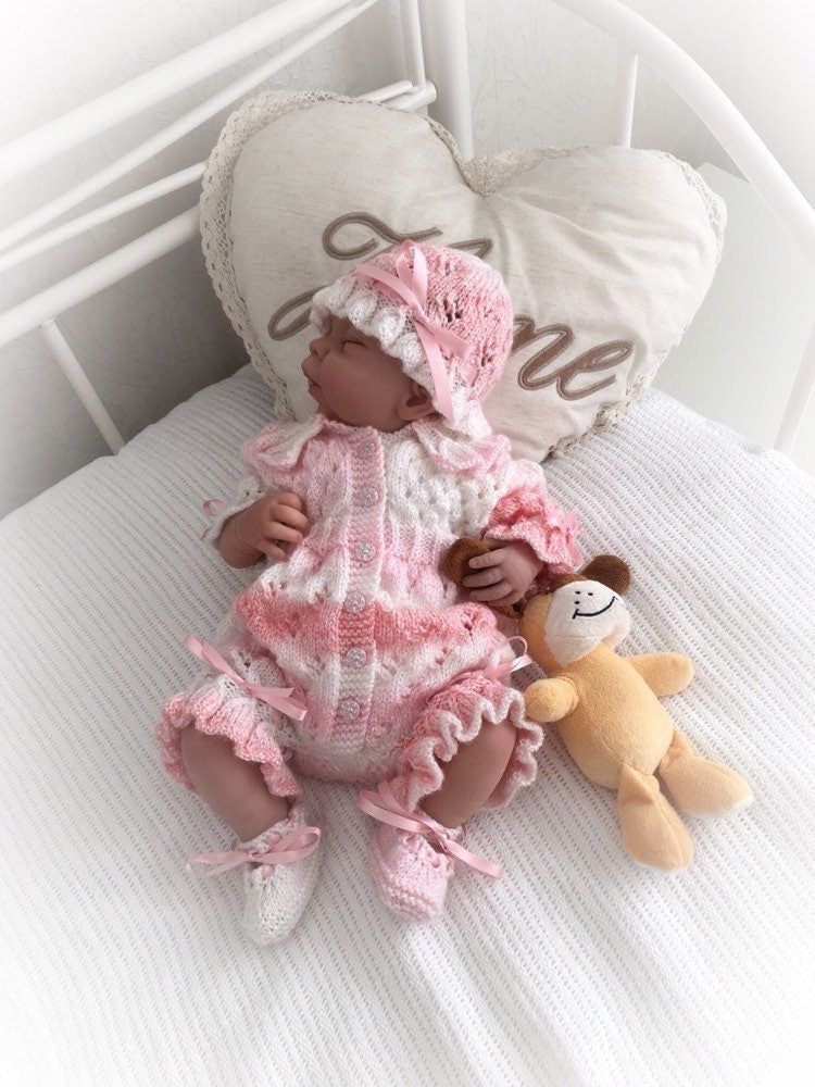 "Blossom ” Romper Knitting pattern for Reborn doll 16 -22” or 0-3 Mth Old Baby