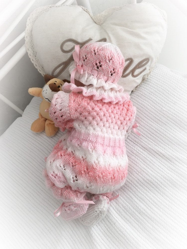 "Blossom ” Romper Knitting pattern for Reborn doll 16 -22” or 0-3 Mth Old Baby