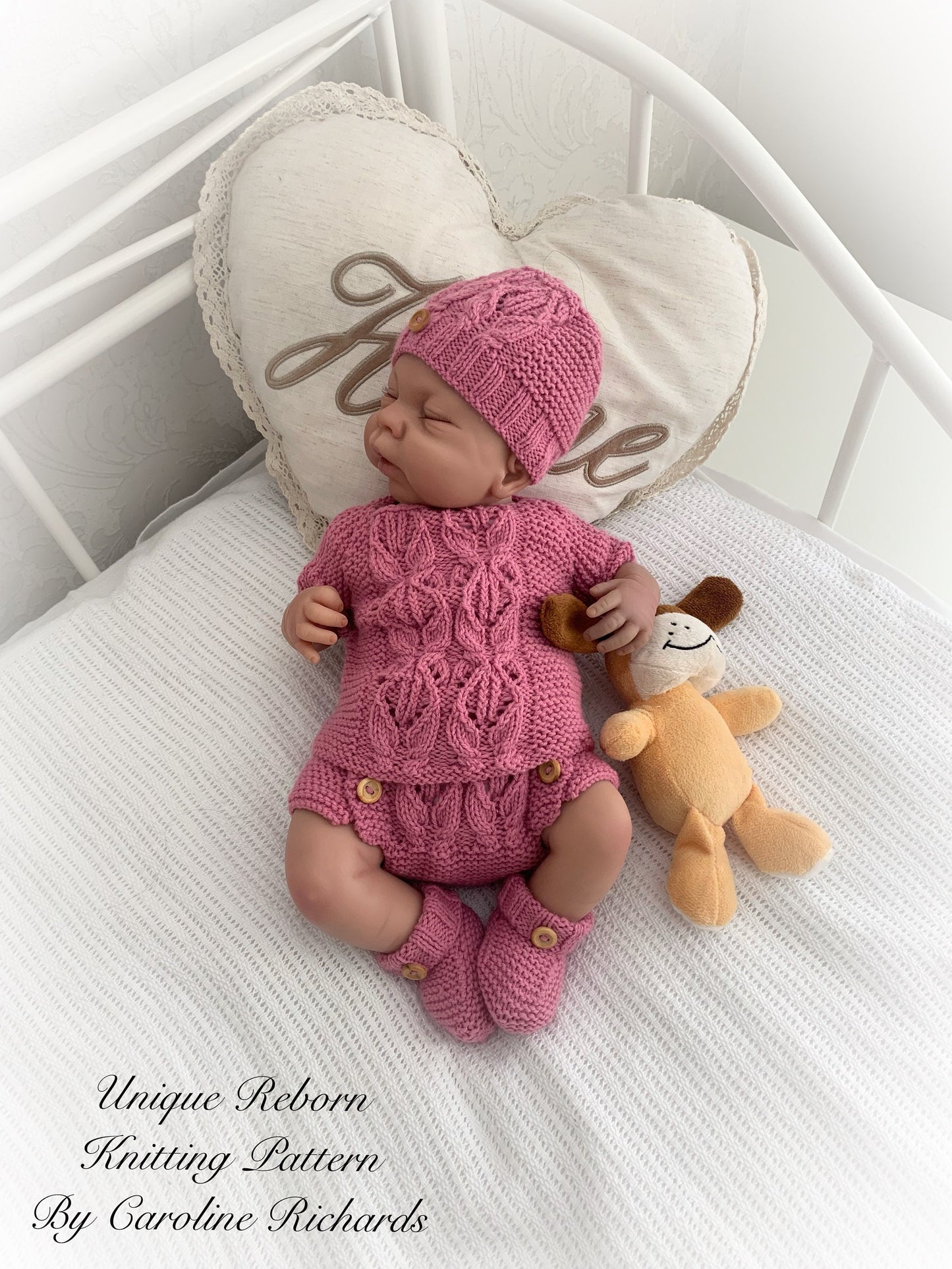"Orchid ” Set Knitting pattern for Reborn doll 16 -22” or 0-3 Mth Old Baby