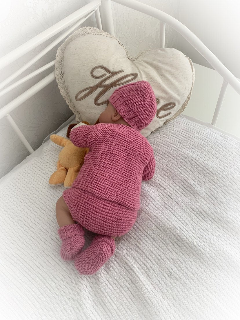 "Orchid ” Set Knitting pattern for Reborn doll 16 -22” or 0-3 Mth Old Baby