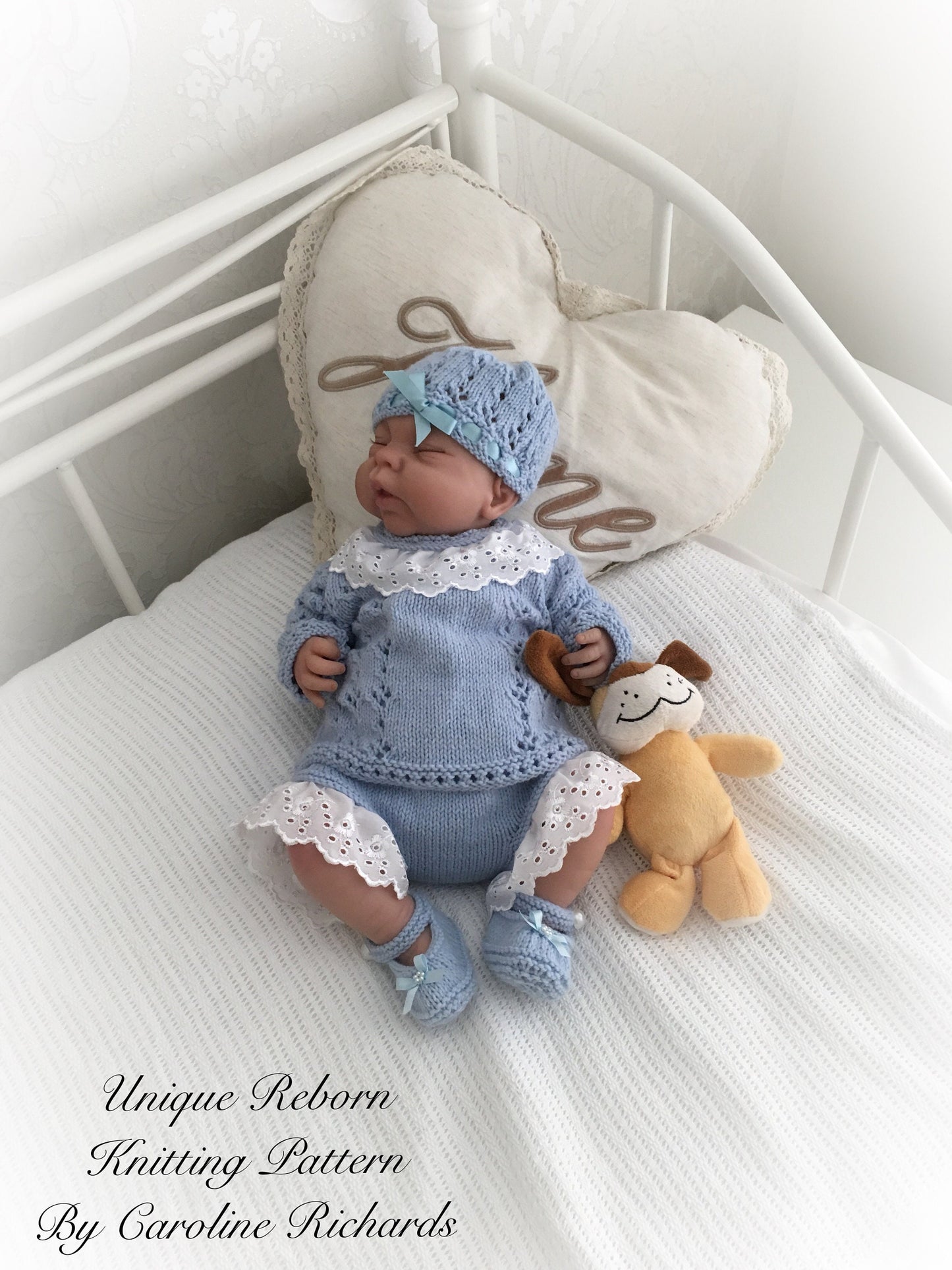 "Dahlia ” Angel Set Knitting pattern for Reborn doll 16 -22” or 0-3 Mth Old Baby