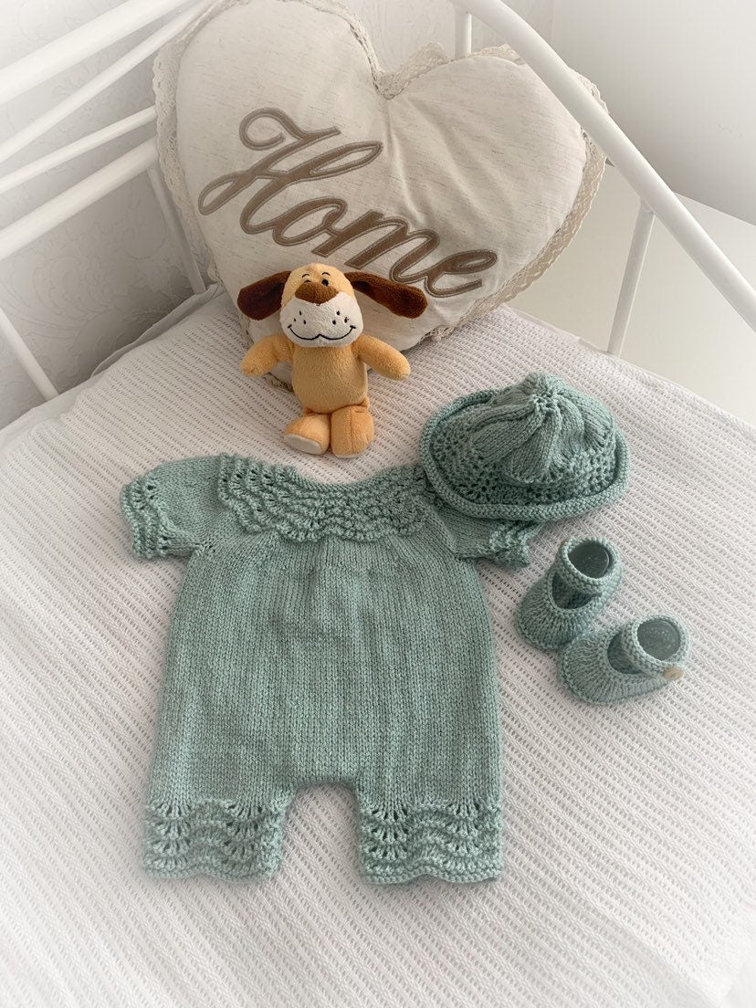 "Jasmine ” Romper Knitting pattern for Reborn doll 16 -22” or 0-3 Mth Old Baby