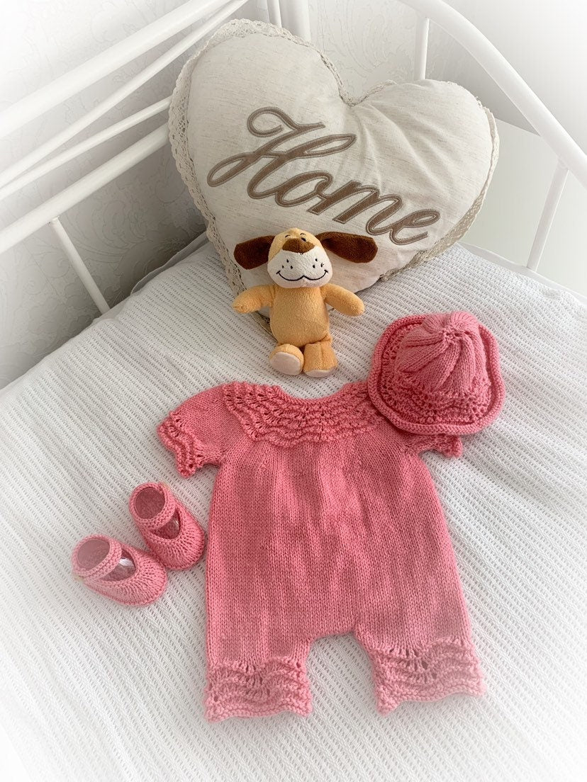"Jasmine ” Romper Knitting pattern for Reborn doll 16 -22” or 0-3 Mth Old Baby