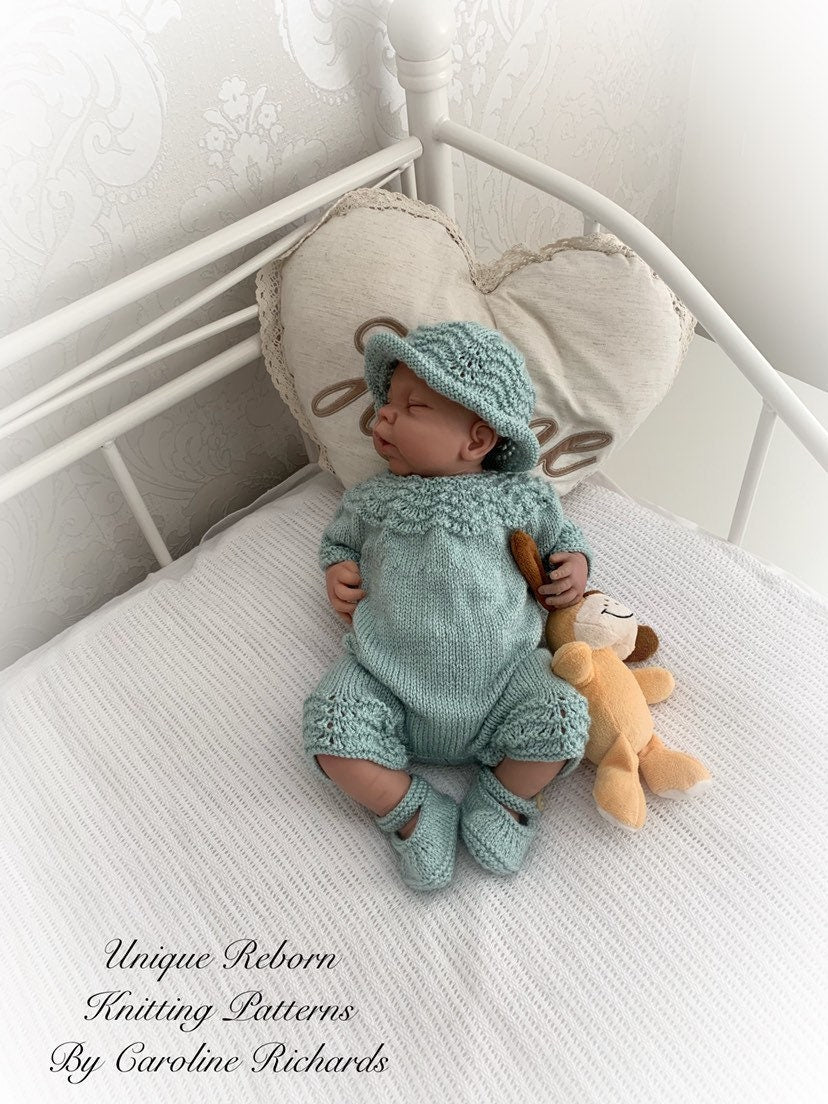 "Jasmine ” Romper Knitting pattern for Reborn doll 16 -22” or 0-3 Mth Old Baby