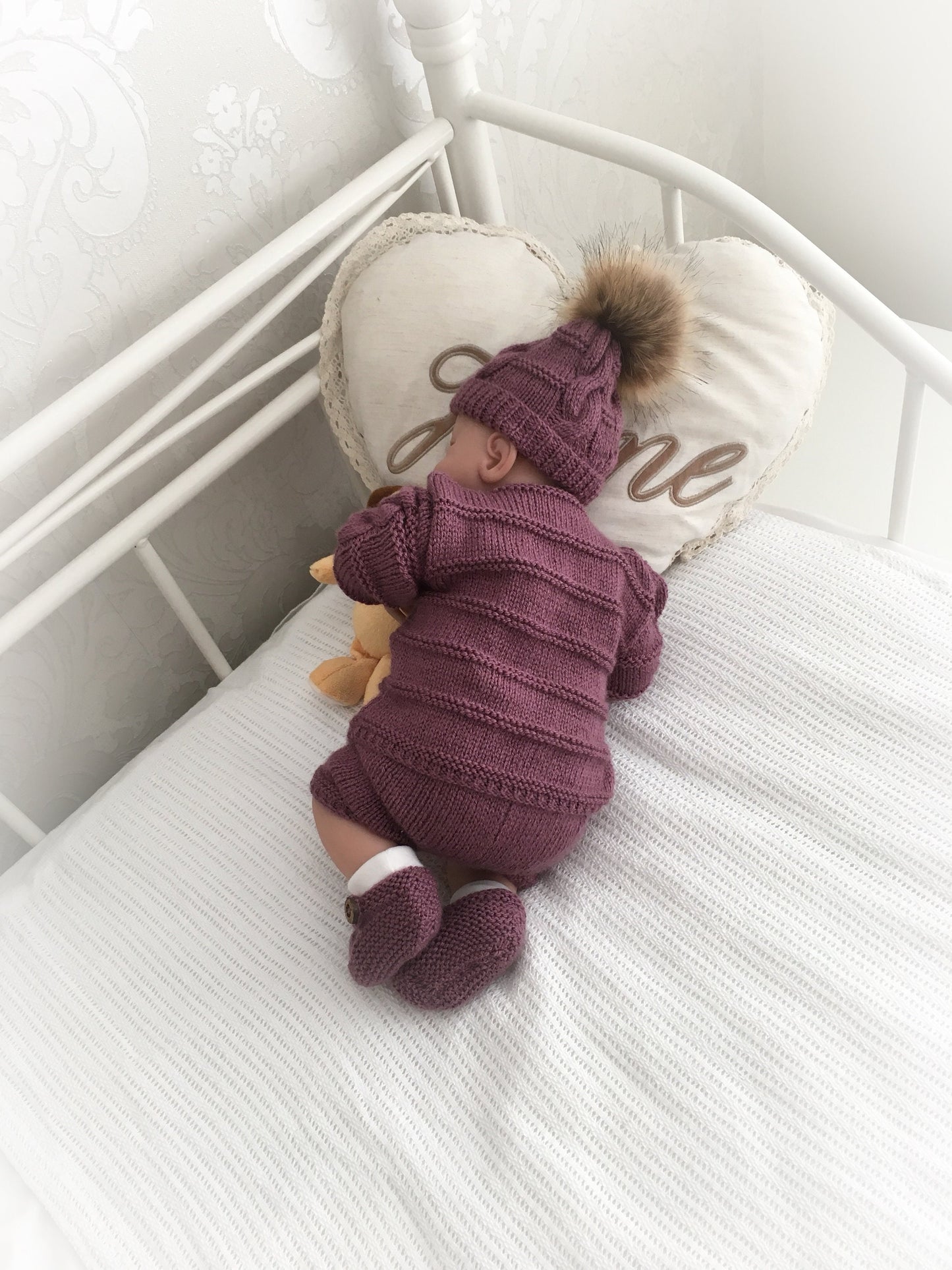"Poppy ” 4 Piece Set Knitting pattern for Reborn doll 16 -22” or 0-3 Mth Old Baby