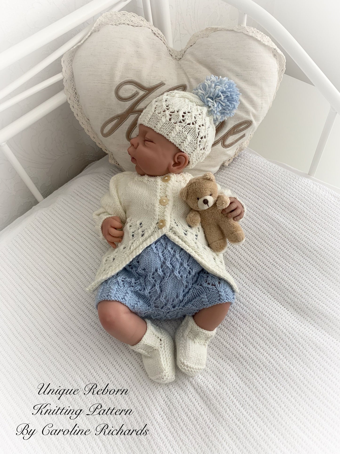 "Aster ” 4 Piece Set Knitting pattern for Reborn doll 16 -22” or 0-3 Mth Old Baby