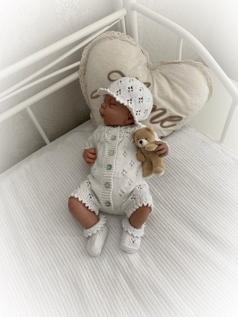 "Snowdrop ” Romper Knitting pattern for Reborn doll 16 -22” or 0-3 Mth Old Baby
