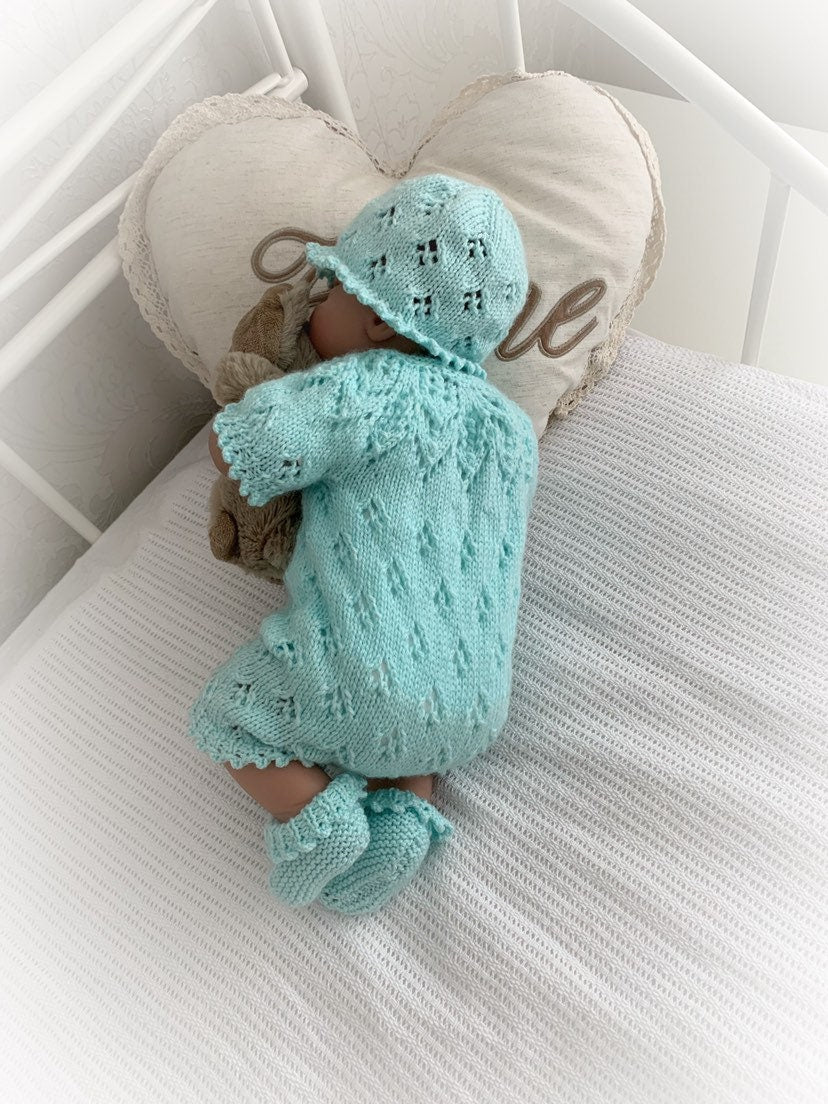 "Snowdrop ” Romper Knitting pattern for Reborn doll 16 -22” or 0-3 Mth Old Baby