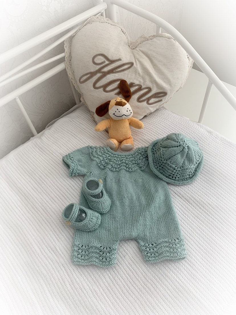 "Jasmine ” Romper Knitting pattern for Reborn doll 16 -22” or 0-3 Mth Old Baby
