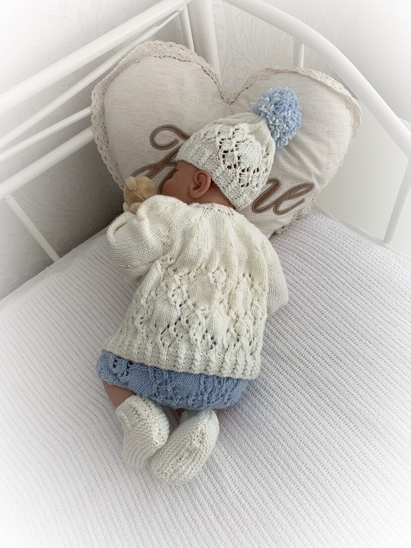 "Aster ” 4 Piece Set Knitting pattern for Reborn doll 16 -22” or 0-3 Mth Old Baby