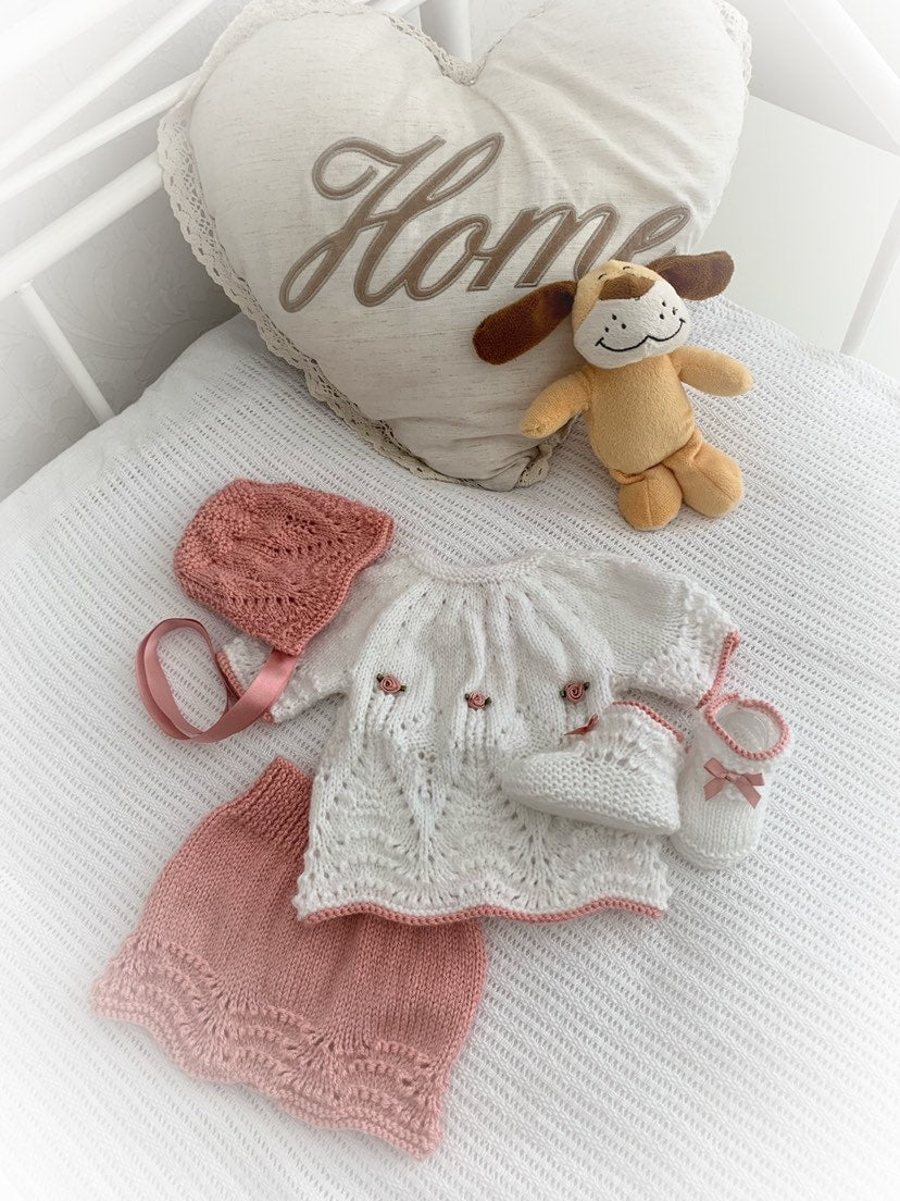 "Willow ” 4 Piece Set Knitting pattern for Reborn doll 16 -22” or 0-3 Mth Old Baby