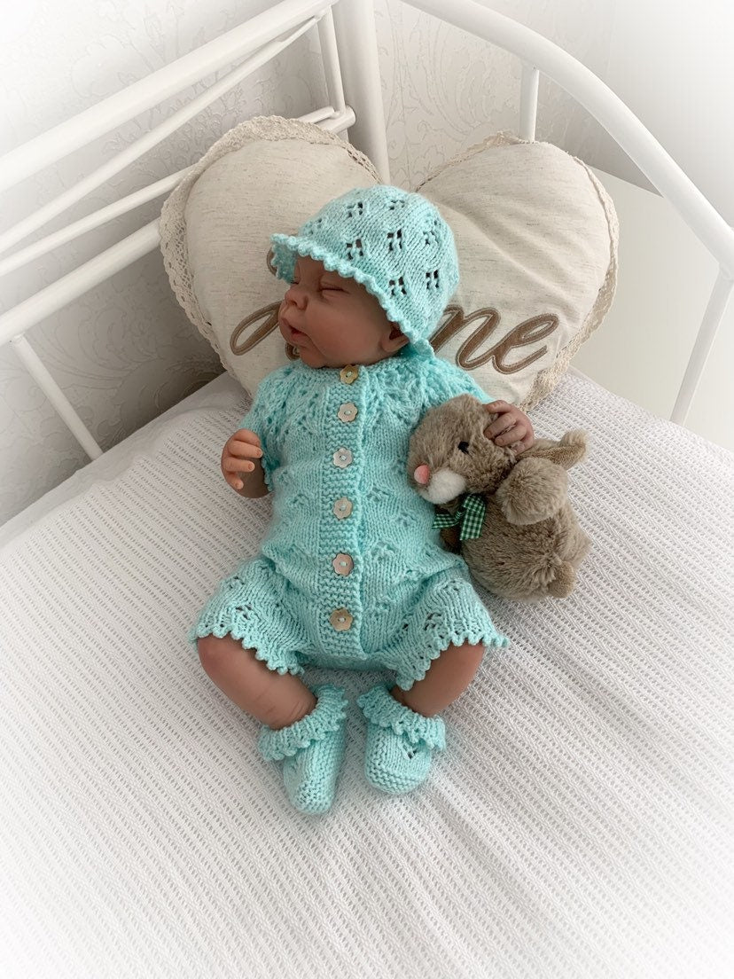 "Snowdrop ” Romper Knitting pattern for Reborn doll 16 -22” or 0-3 Mth Old Baby