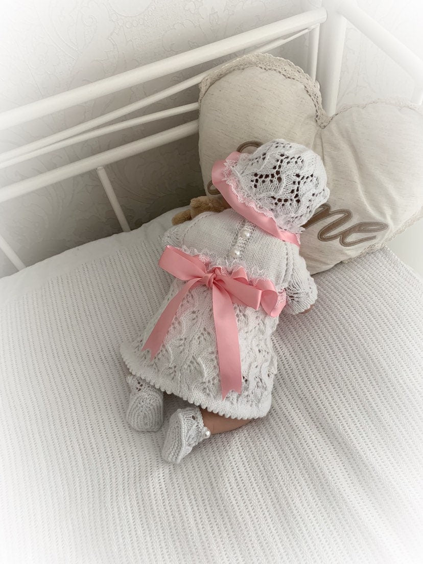 "Sakura” Dress set knitting pattern for Reborn doll 16 -22” or 0-3 Mth Old Baby