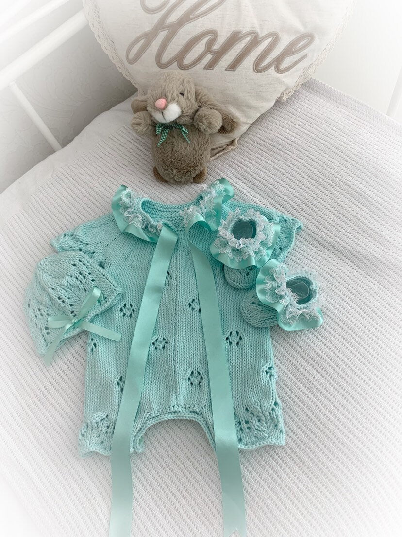 "Amaryllis” Romper Knitting pattern for Reborn doll 16 -22” or 0-3 Mth Old Baby