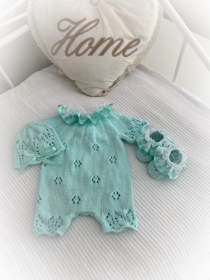 "Amaryllis” Romper Knitting pattern for Reborn doll 16 -22” or 0-3 Mth Old Baby