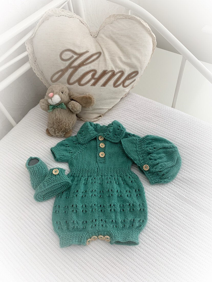 "Lotus ” Romper Knitting pattern for Reborn doll 16 -22” or 0-3 Mth Old Baby