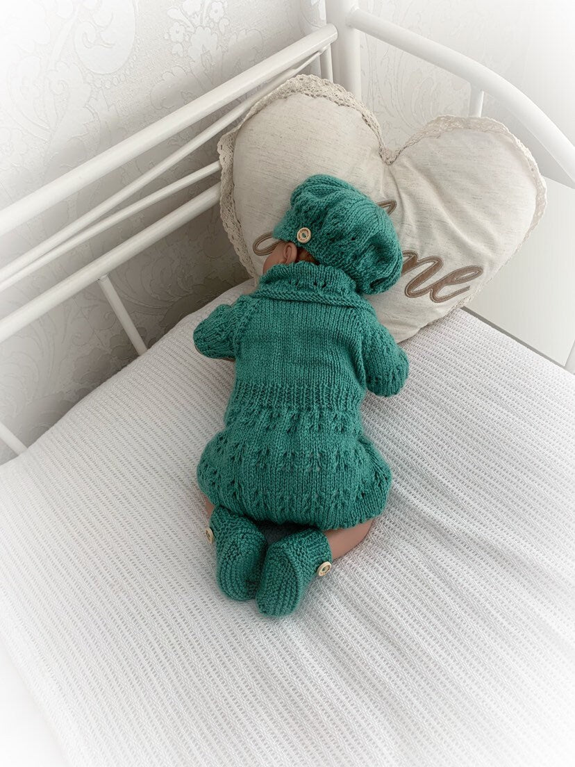 "Lotus ” Romper Knitting pattern for Reborn doll 16 -22” or 0-3 Mth Old Baby
