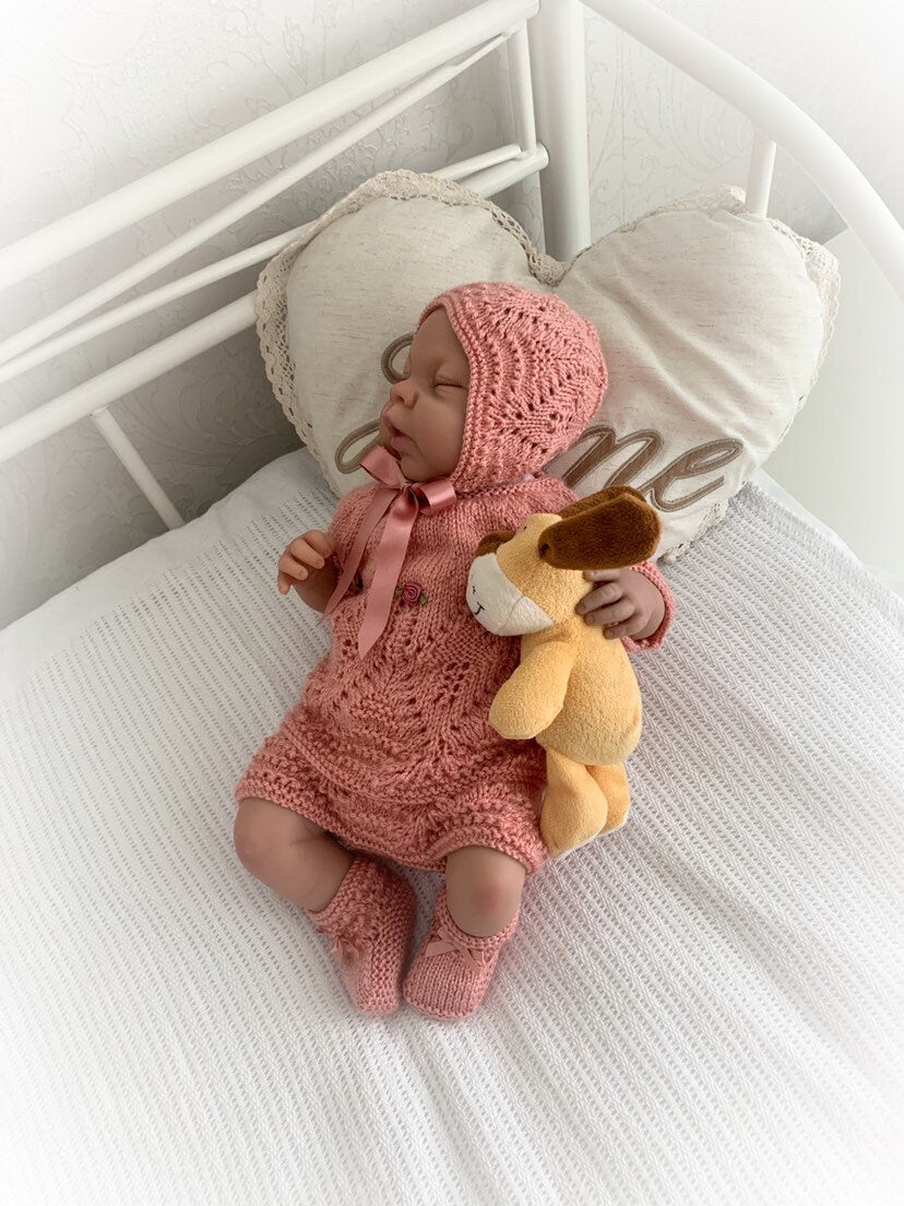 "Willow ” 4 Piece Set Knitting pattern for Reborn doll 16 -22” or 0-3 Mth Old Baby