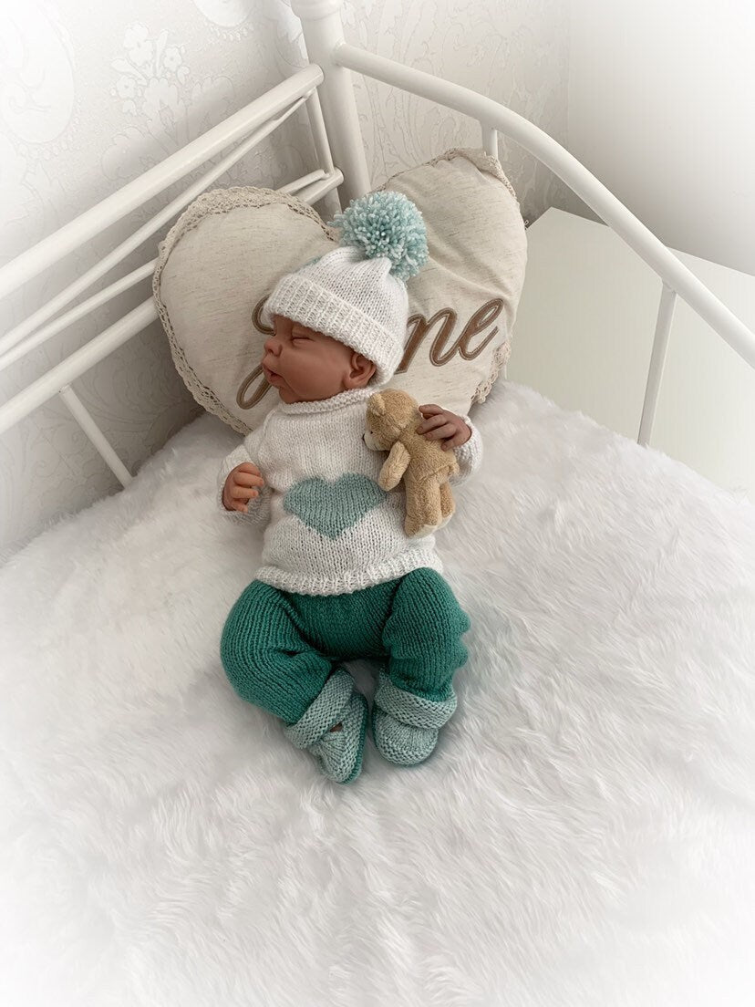 "Camellia” Jeans Set Knitting pattern for Reborn doll 16 -22” or 0-3 Mth Old Baby